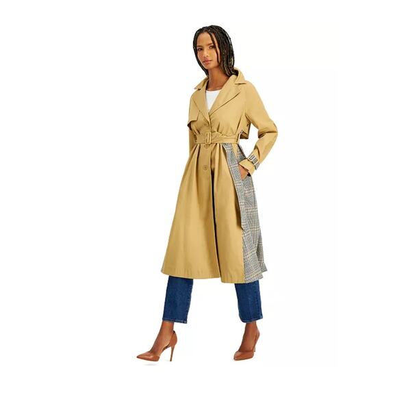 INC International Concept Mixed-Media Trench Coat Size Small NWT - Picture 1 of 9